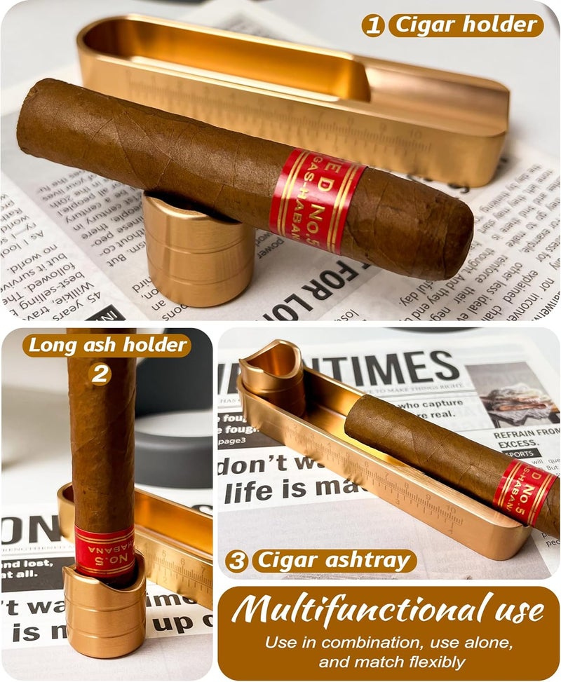 eddyrise Luxury Metal Cigar Holder, Vertical Long Ash Holder & Horizontal Rest, Fits 36-58 Ring Gauge, Essential Cigar Holder Crafted for Steady Balance and Unwavering Hold, Compact & Elegant Design (Holder set) - Image 3